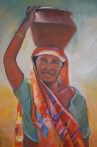 Girl with Jar portrait in Oil