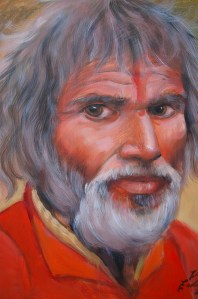 Old Indian Man portrait in oil