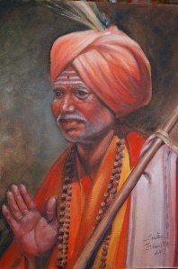 Elder Indian Man portrait in oil